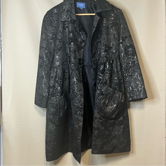 Simply Vera Vera Wang Elegant Double-breasted Gray Floral Jacket NWOT - Picture 4 of 8